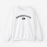 Witte sweater met ronde hals en print 'HONDENUITLATTER' met NL-embleem.