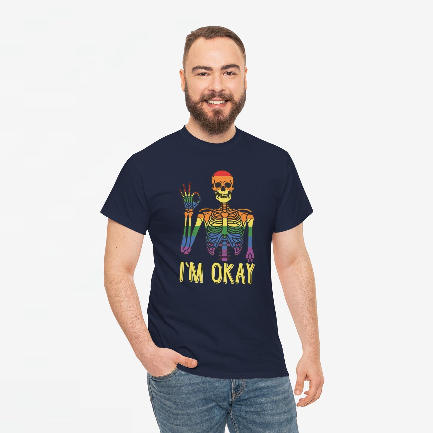 Gay Pride T-shirt - Skelet I'm Okay - Oversized #69