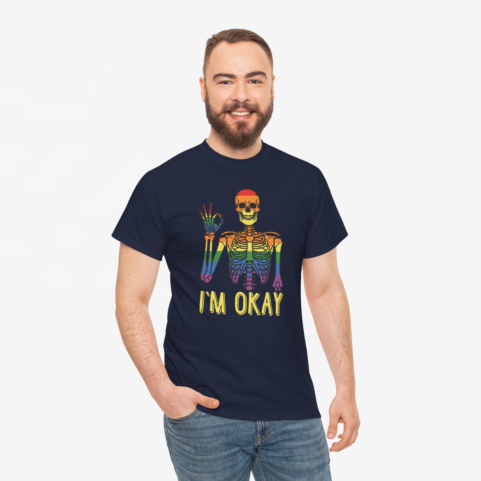 Gay Pride T-shirt - Skelet I'm Okay - Oversized #69