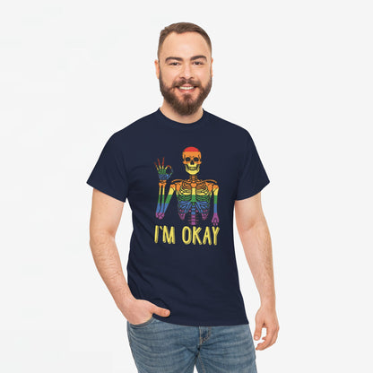 Gay Pride T-shirt - Skelet I'm Okay - Oversized #69