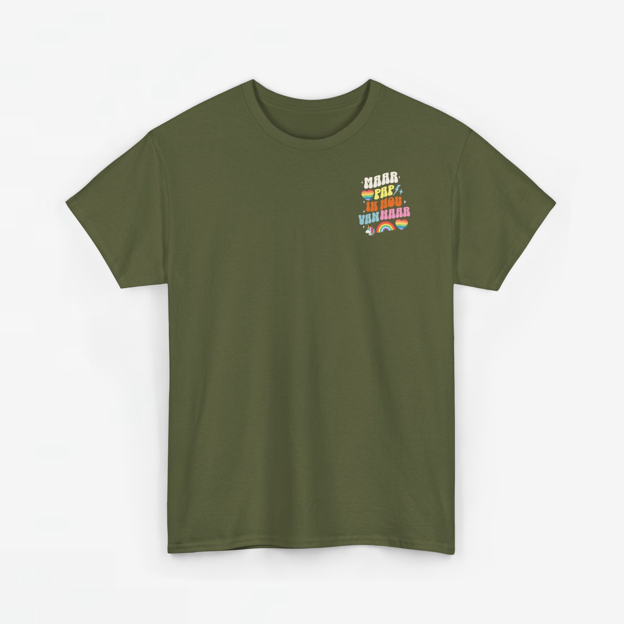 Gay Pride T-shirt - Maar Pap, Ik Hou Van Haar Eenhoorn - Back Print - Oversized Tee