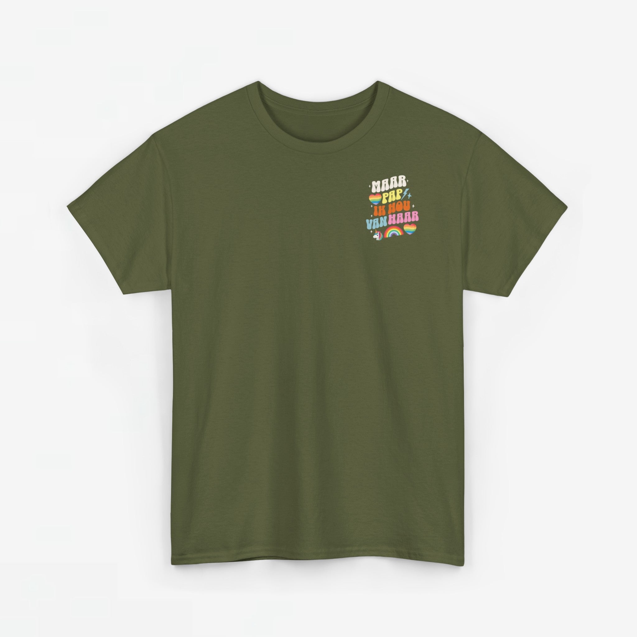 Gay Pride T-shirt - Maar Pap, Ik Hou Van Haar Eenhoorn - Back Print - Oversized Tee