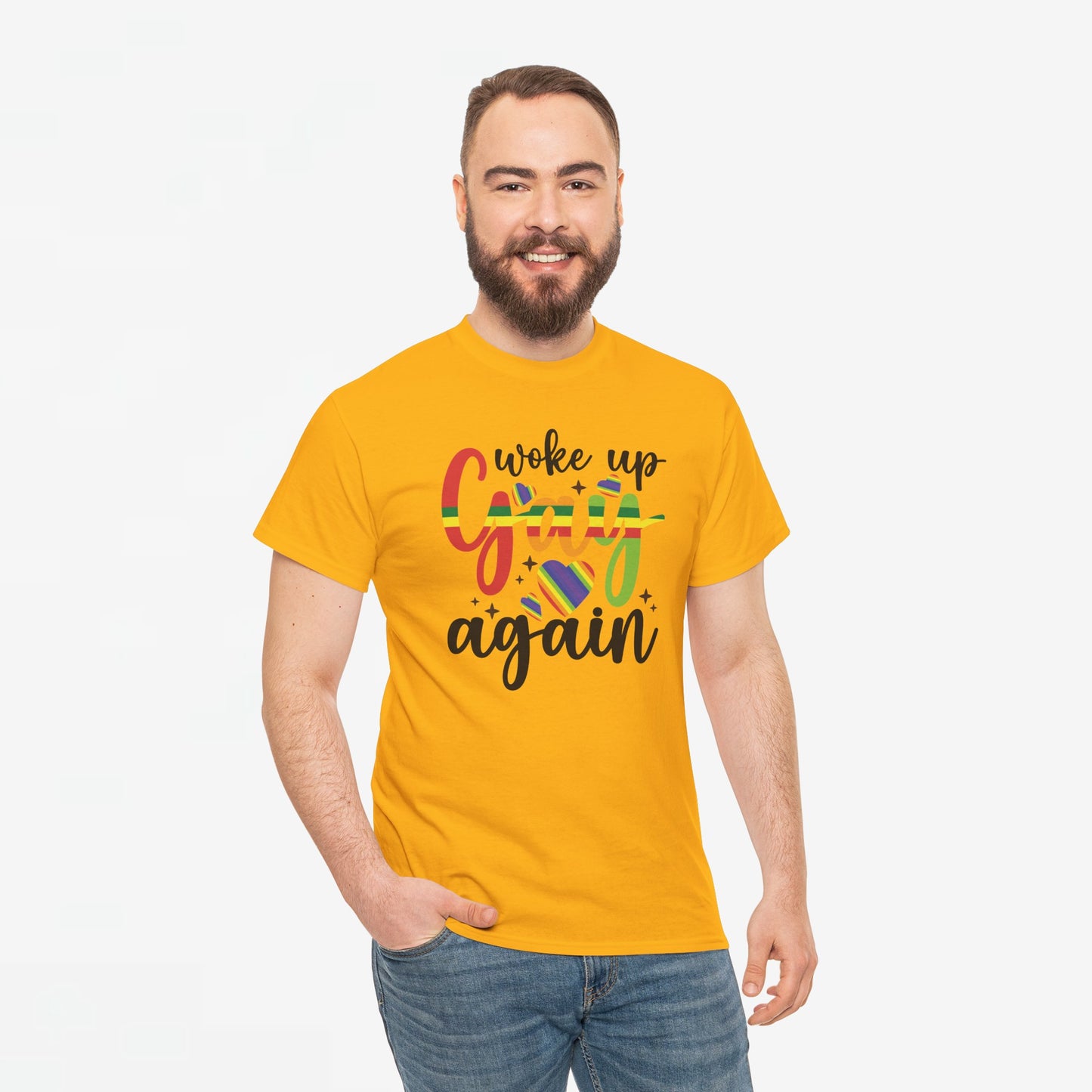 Gay Pride T-shirt - Woke Up Gay Again - Oversized #6