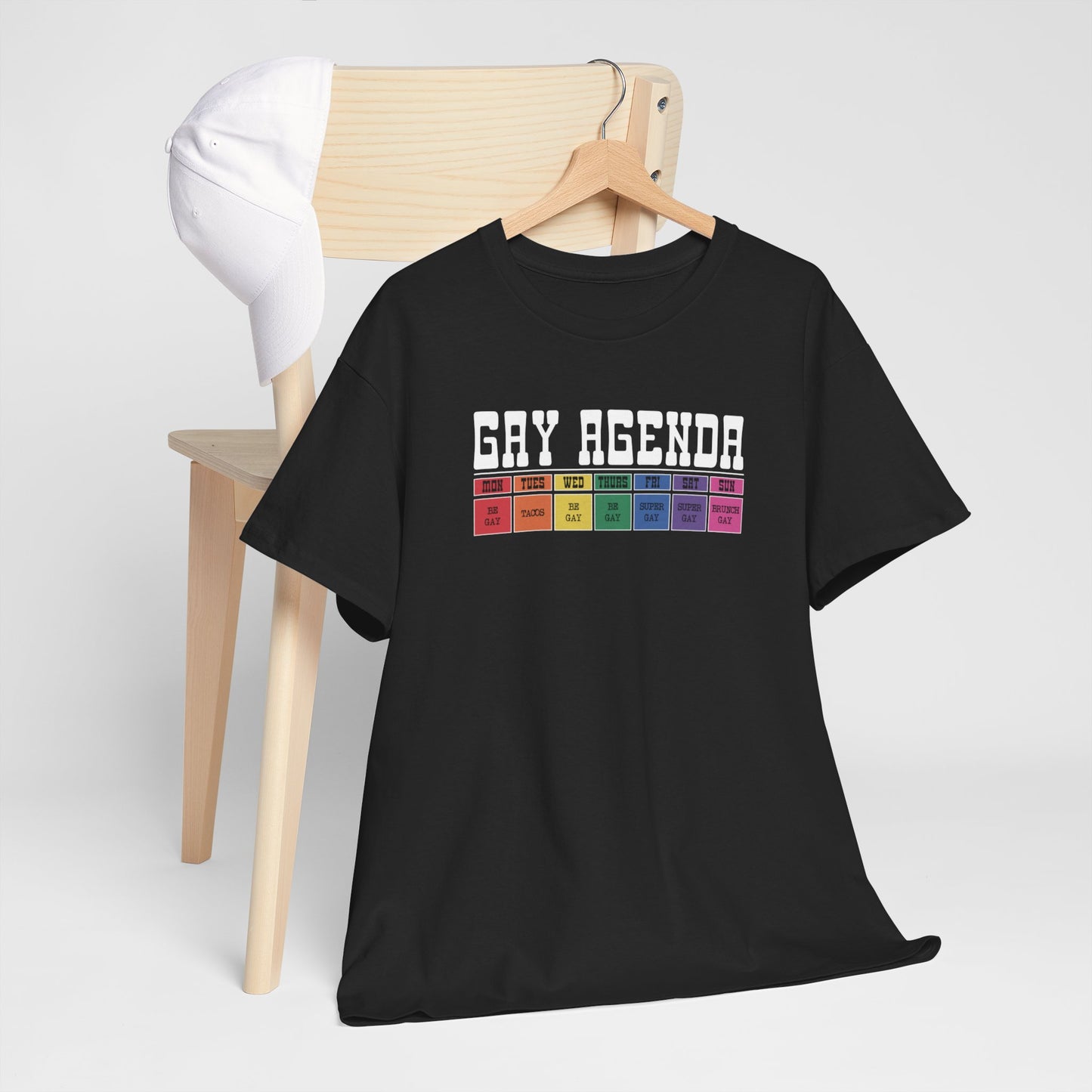 Gay Pride T-shirt - Gay Agenda (witte tekst) - Oversized #17