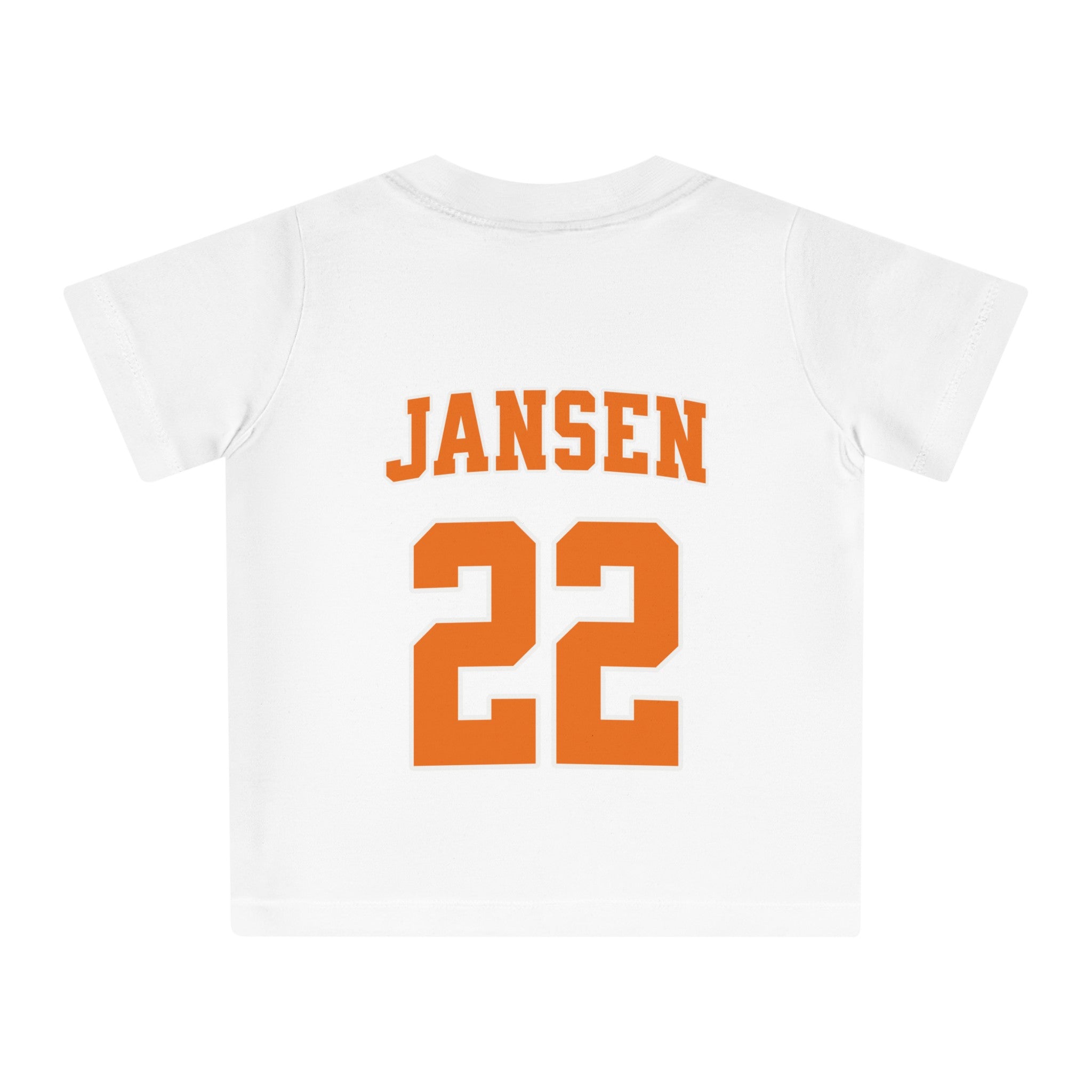 Baby T-shirt voor EK, WK en Koningsdag - Personaliseer met Naam, Jaar & Rugnummer - HOLLAND