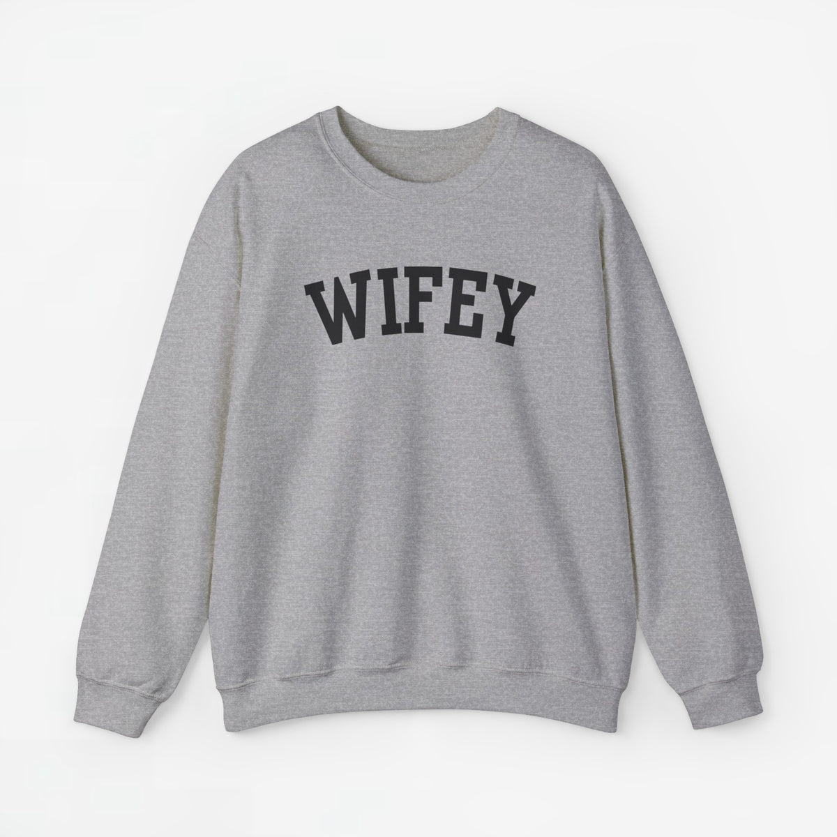 Sweatshirt met tekst WIFEY, lichtgrijs (sport grey), lange mouwen en ronde hals.
