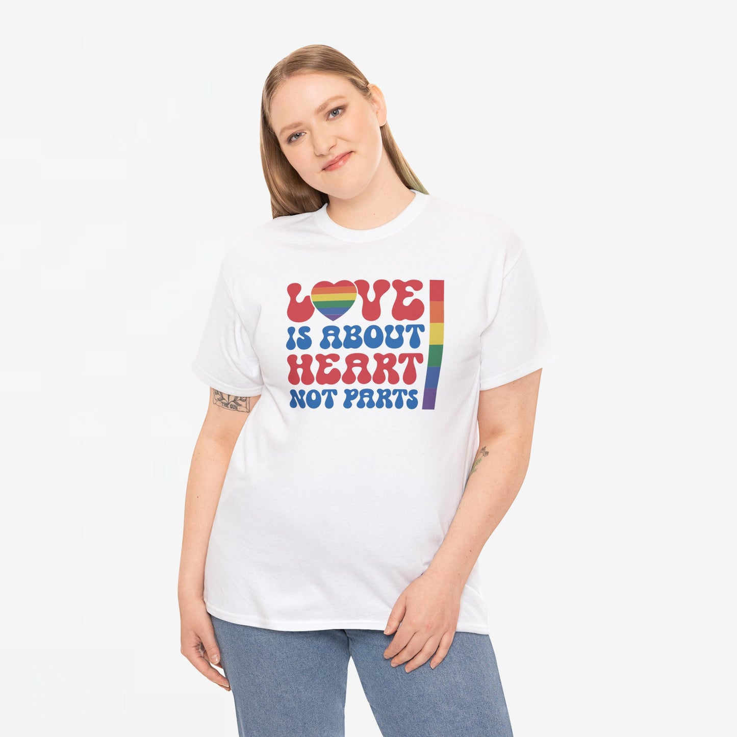 Gay Pride T-shirt - Love is about heart, not parts - Oversized #31