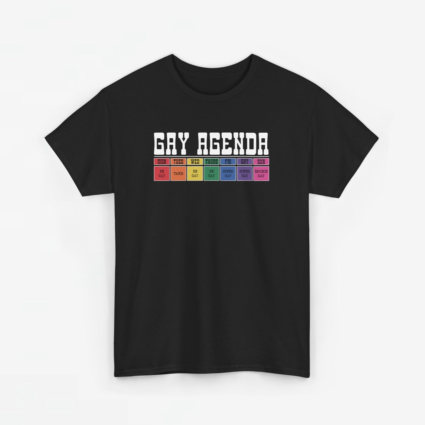 Gay Pride T-shirt - Gay Agenda (witte tekst) - Oversized #17