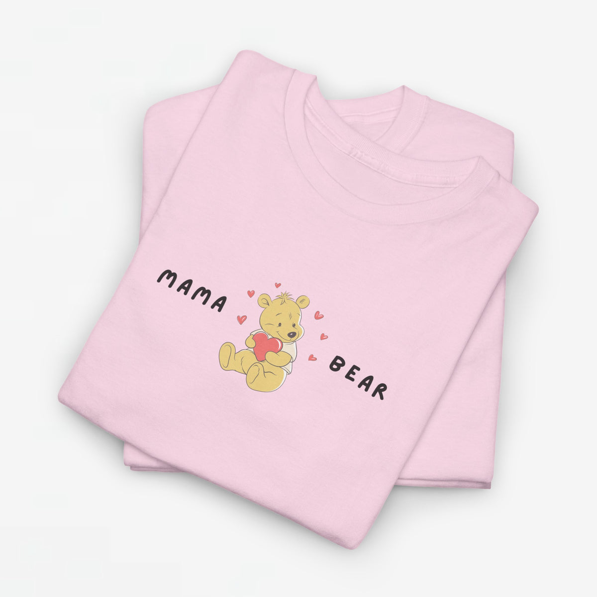 Lichtroze oversized T-shirt met print “MAMA” en kleine beer met hartjes.