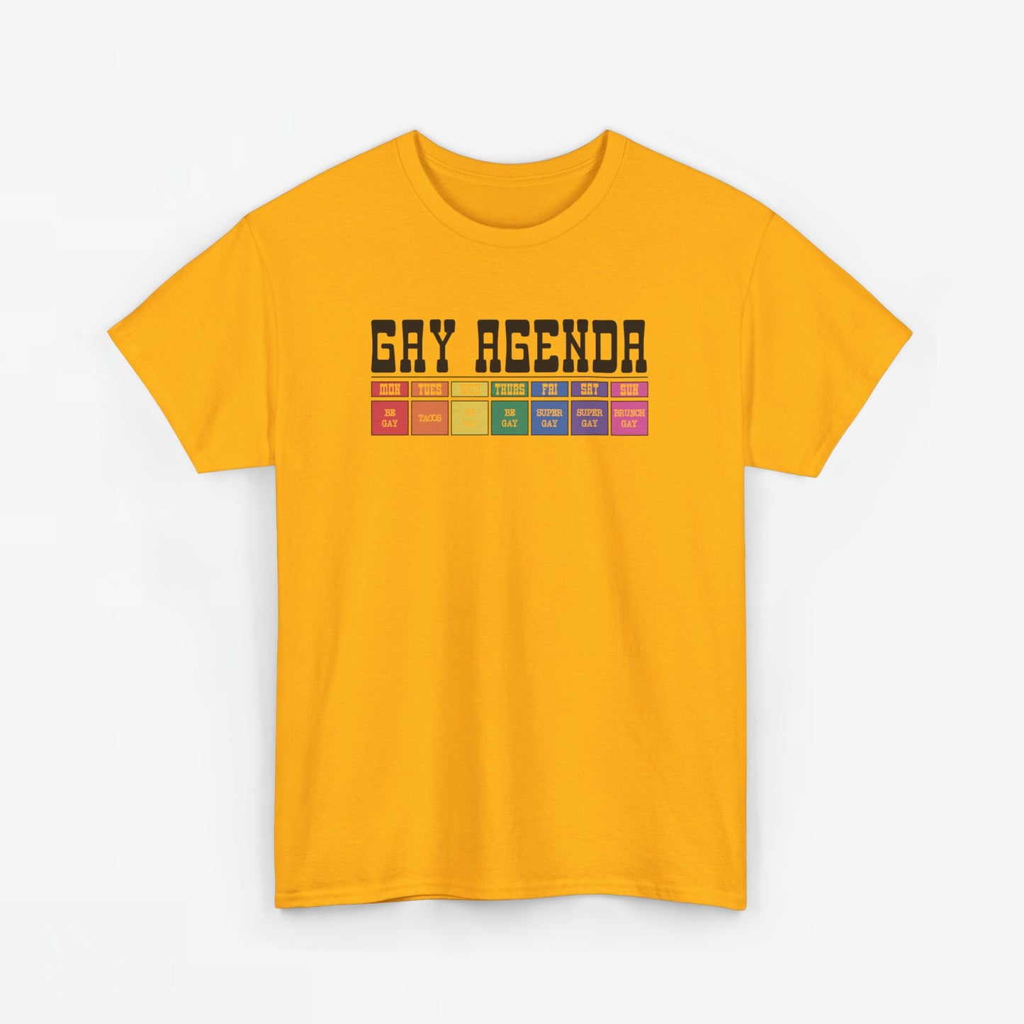 Gay Pride T-shirt - Gay Agenda (zwarte tekst) - Oversized #18