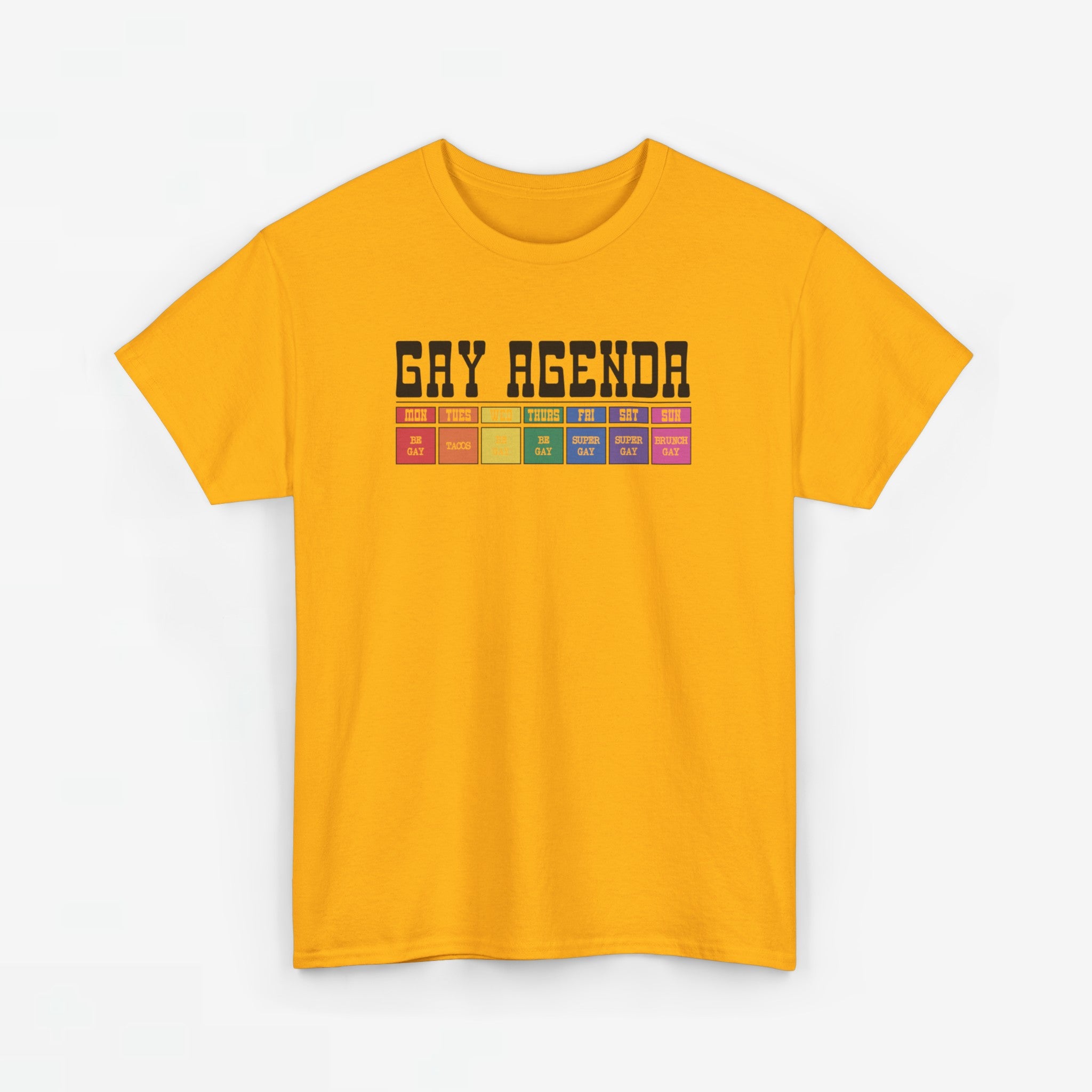 Gay Pride T-shirt - Gay Agenda (zwarte tekst) - Oversized #18