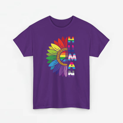 Gay Pride T-shirt - Regenboog Human (witte tekst) - Oversized #4