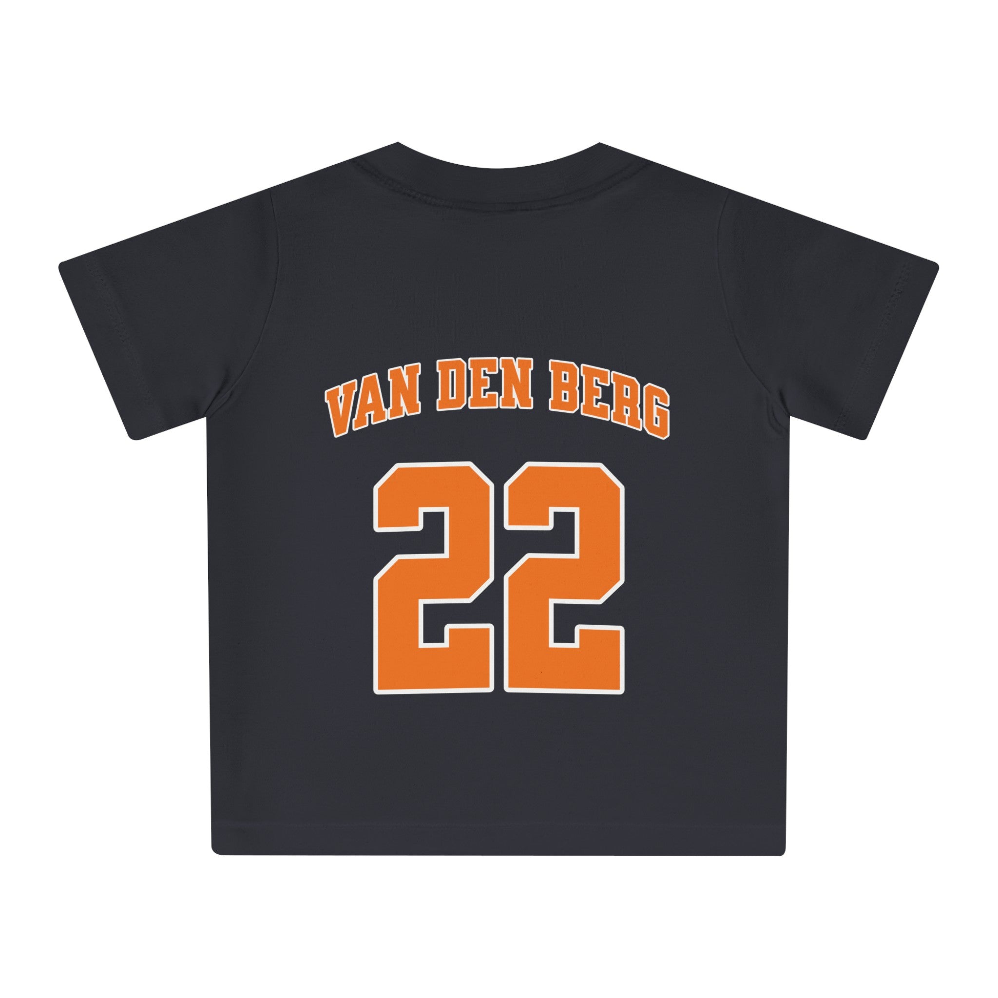 Baby T-shirt voor EK, WK en Koningsdag - Personaliseer met Naam & Rugnummer - HOLLAND met Leeuw