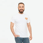 Wit heren t-shirt met ronde hals en kleine borstprint