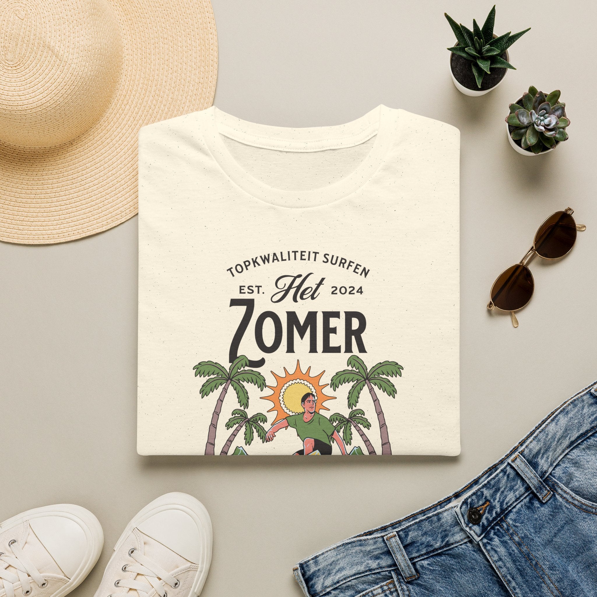 Dames Zomer T-shirt met print - Surfen Nederland | SkrrtShirt