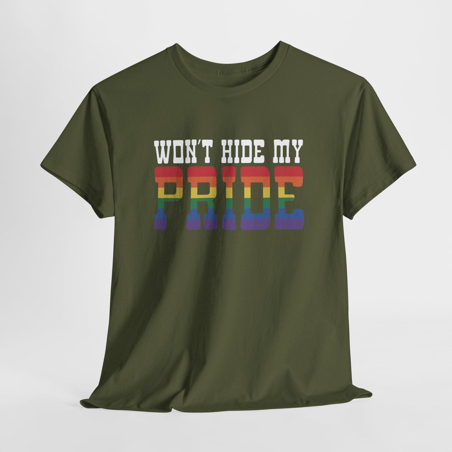 Gay Pride T-shirt - Won't Hide My Pride (witte tekst) - Oversized #26