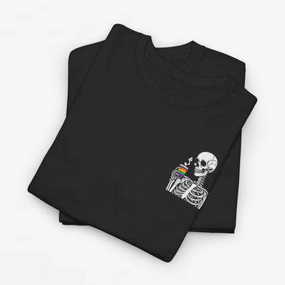 Gay Pride T-shirt - Skelet Regenboog Koffie - Oversized #73