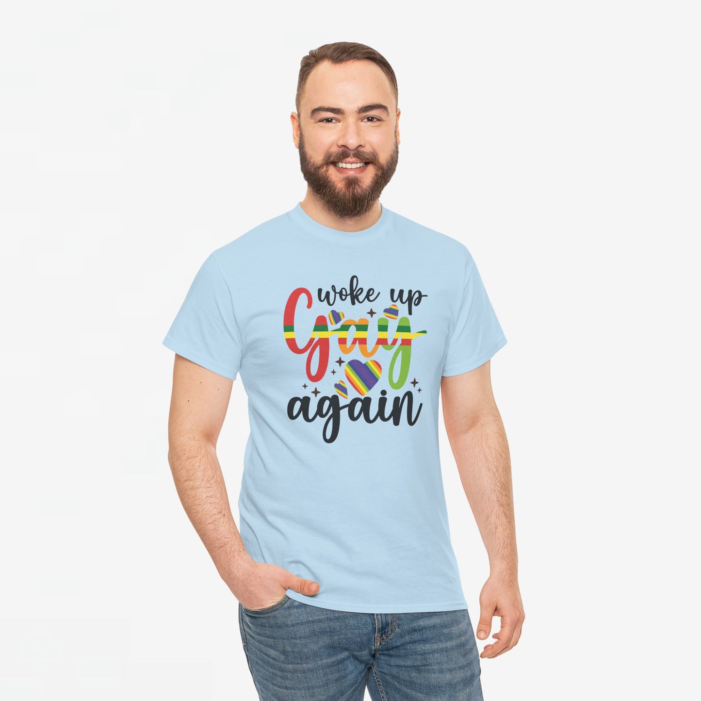 Gay Pride T-shirt - Woke Up Gay Again - Oversized #6