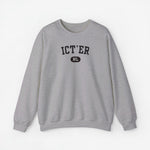 Lichtgrijze sweater met ronde hals en borstprint “ICT’ER” met “NL”