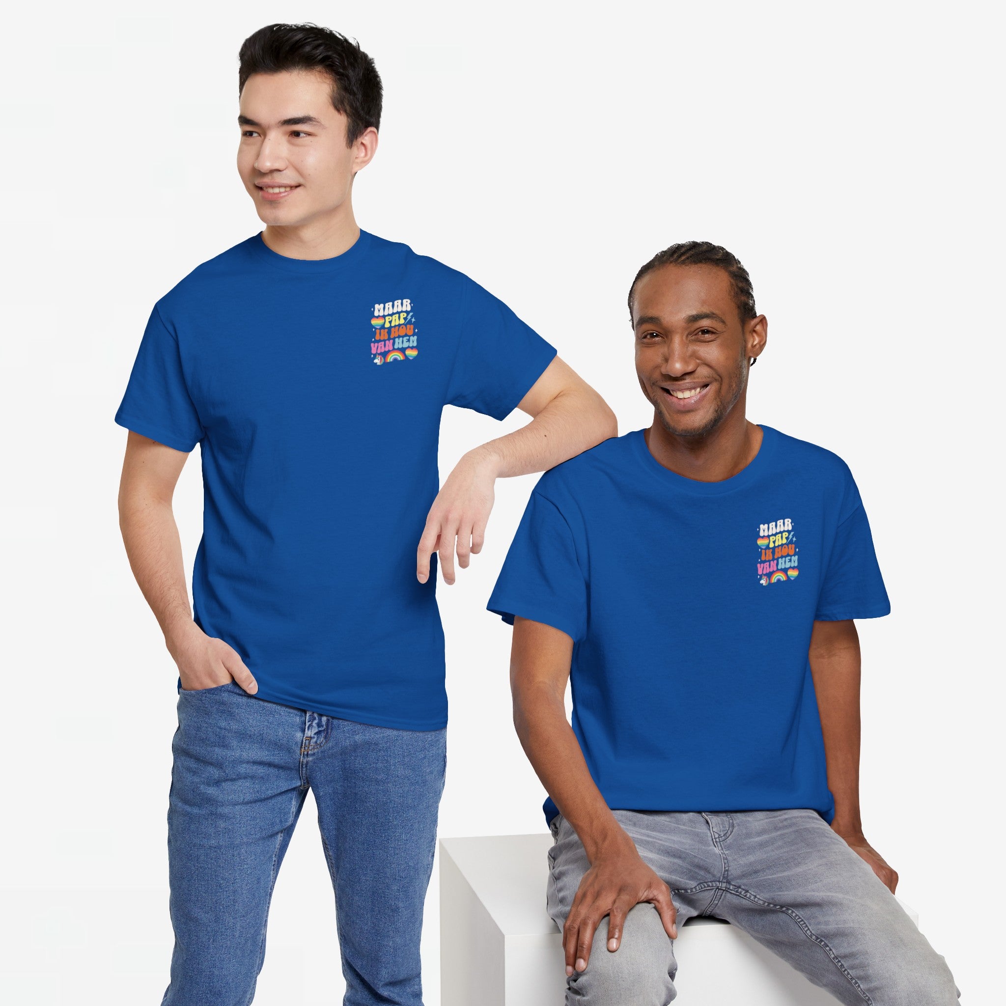 Gay Pride T-shirt -  Maar Pap, Ik Hou Van Hem Eenhoorn - Back Print  - Oversized Tee