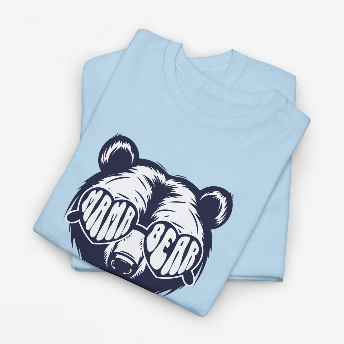 Lichtblauwe oversized t-shirt met grote beer-illustratie op de borst