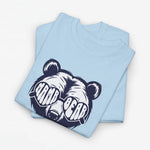 Lichtblauwe oversized t-shirt met grote beer-illustratie op de borst
