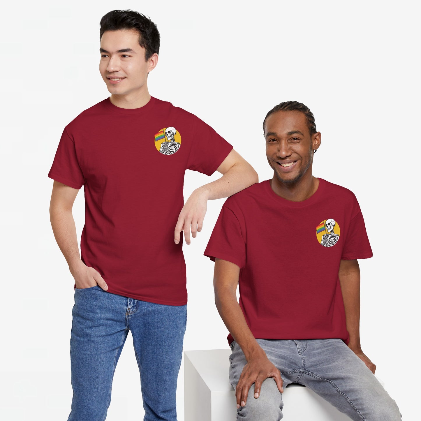Gay Pride T-shirt - Skelet Pride Vlag - Back Print - Oversized #68
