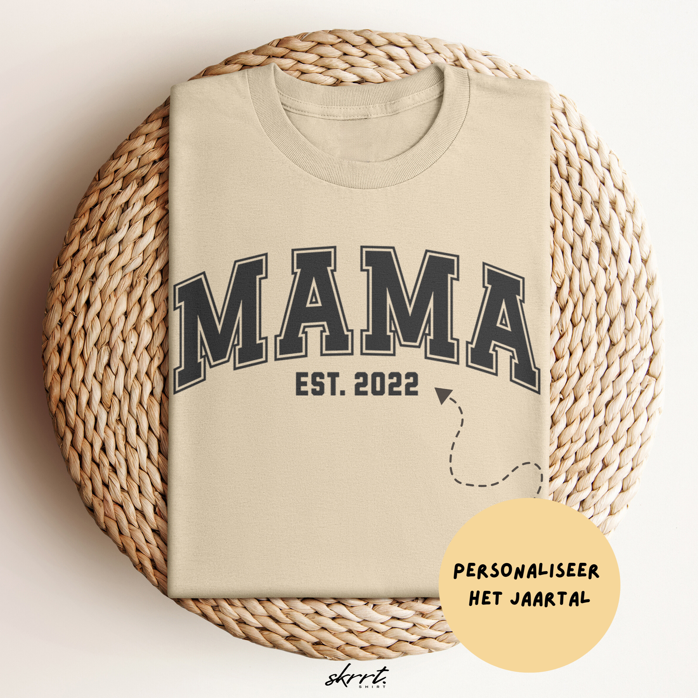 Gepersonaliseerde Moederdag Mama Cadeau - T-shirt - MAMA - EST [Jaar]