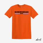 Oranje heren T-shirt met ronde hals en 'KONINGSDAG 2024' voorprint
