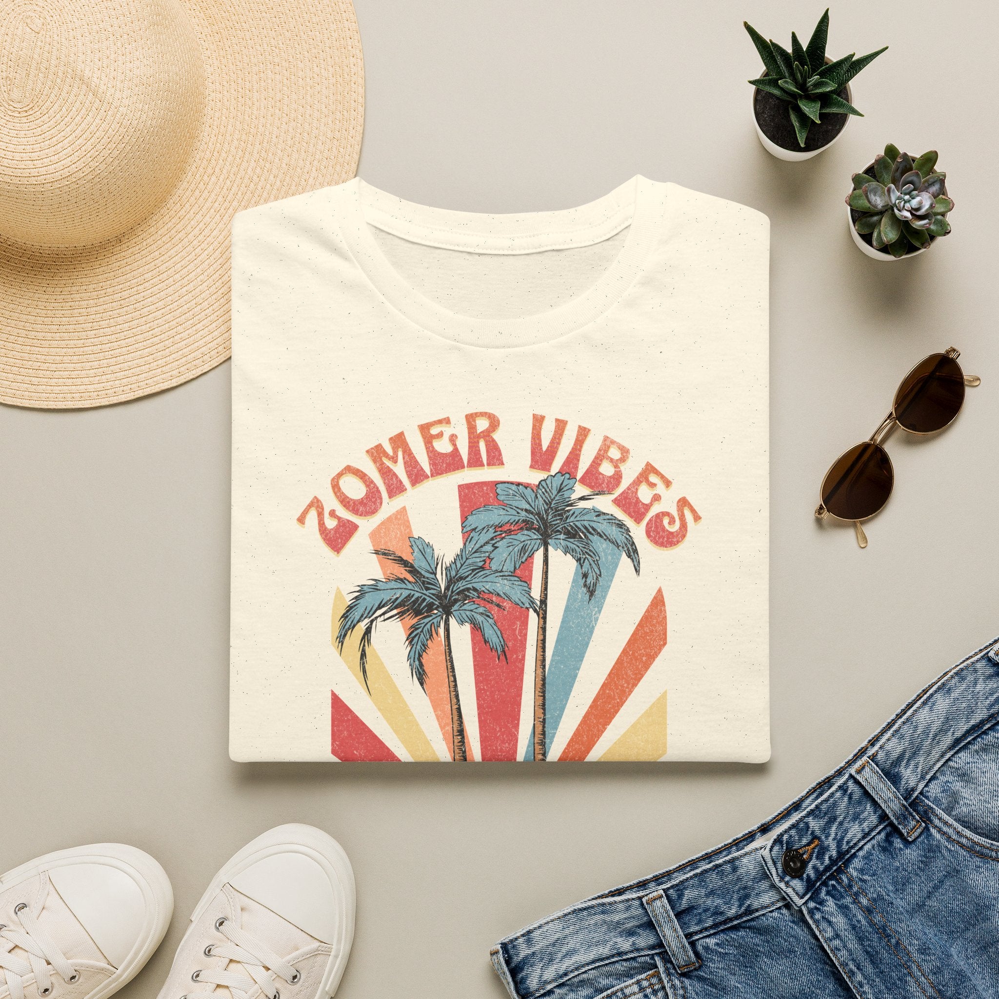 Dames Zomer T-shirt met print - Zomer Vibes Zon & Strand | SkrrtShirt