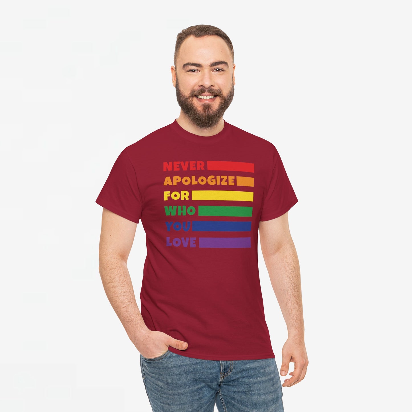 Gay Pride T-shirt - Never Apologize For Who You Love - Oversized #15