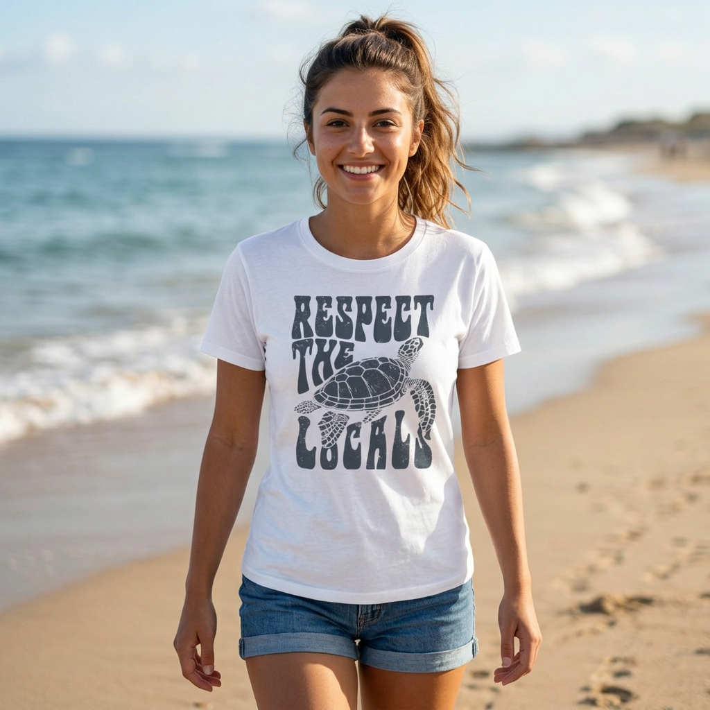 Dames Zomer T-shirt met print - Respect the locals | SkrrtShirt