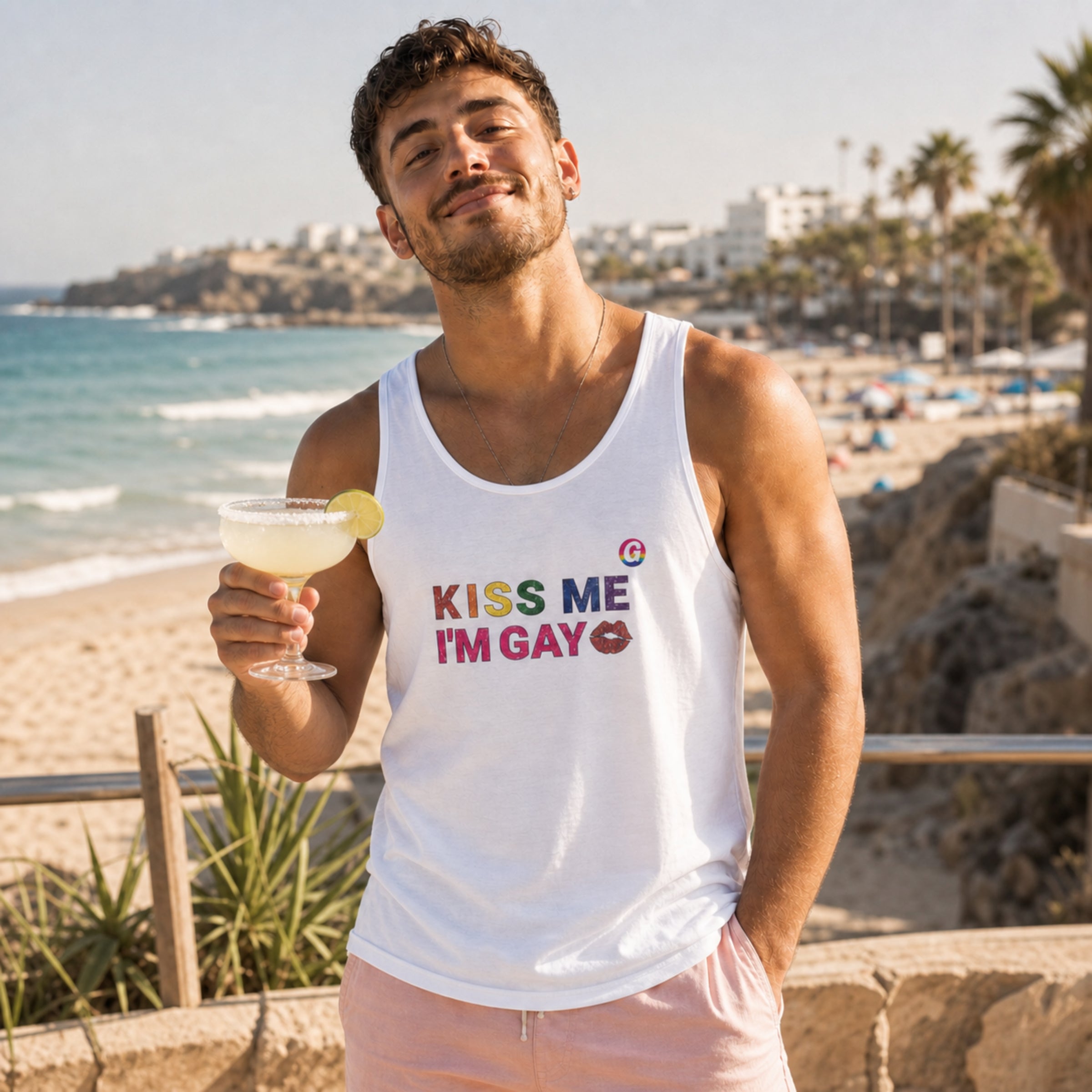 Kiss Me I’m Gay T-Shirt – GayGranCanarias Collab | SkrrtShirt