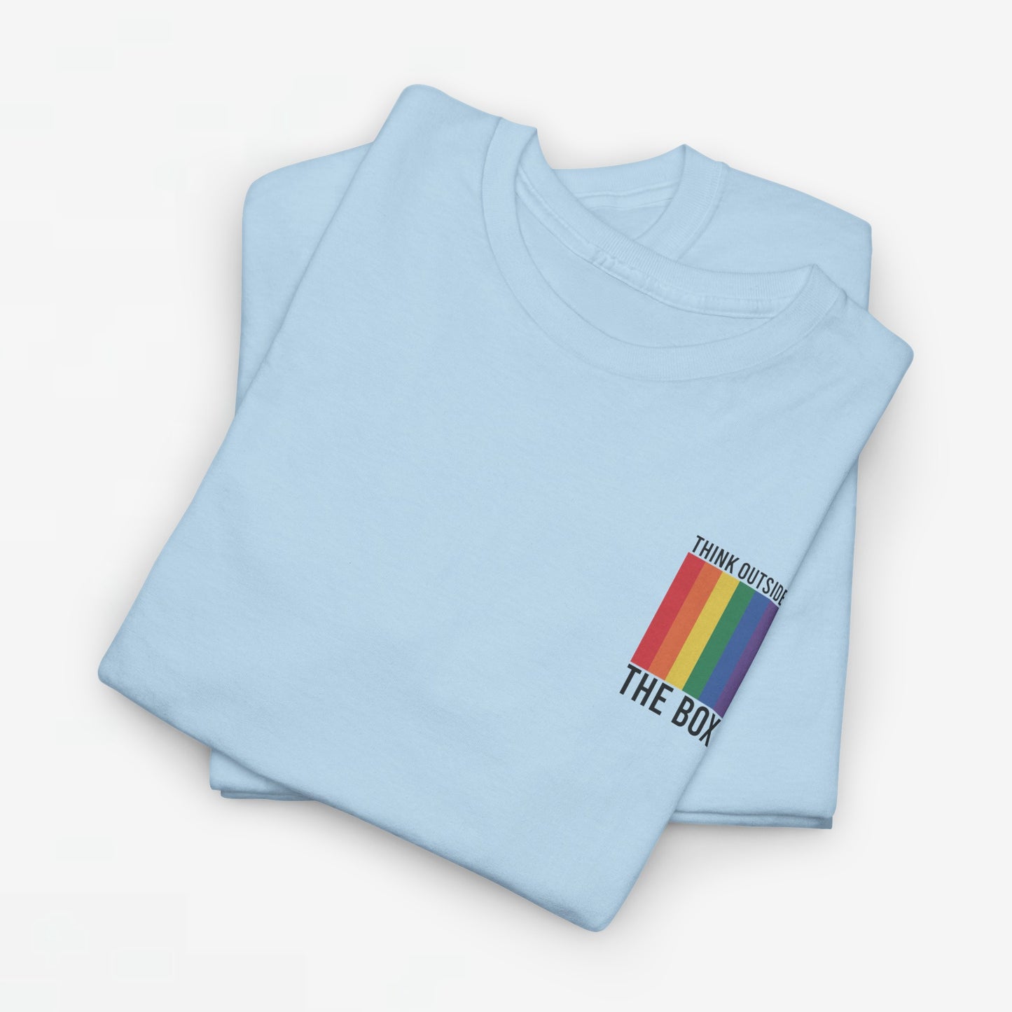 Gay Pride T-shirt - Think Outside The Box (zwarte tekst) - Back Print - Oversized #29