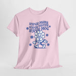 Roze oversized t-shirt met ronde hals en blauwe ‘Super Mama’ print