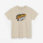 Sandkleurig oversized T-shirt met Super Mama bedrukking vooraan