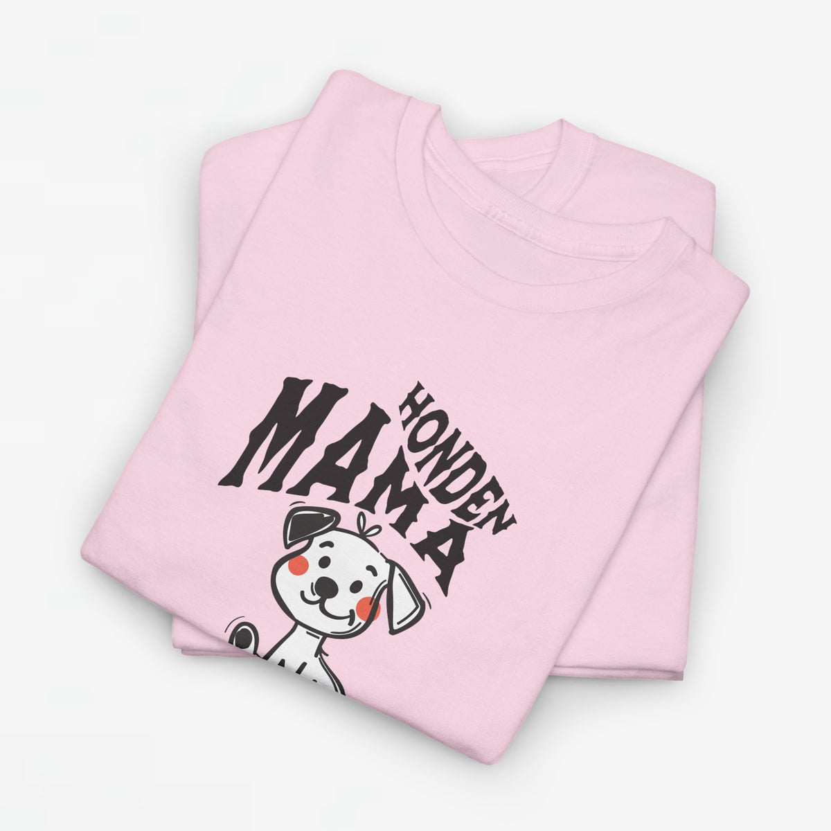 Honden mama oversized t-shirt lichtroze met hondenprint en ronde hals.