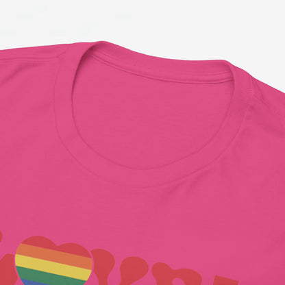 Gay Pride T-shirt - Love is about heart, not parts (witte tekst) - Oversized #30