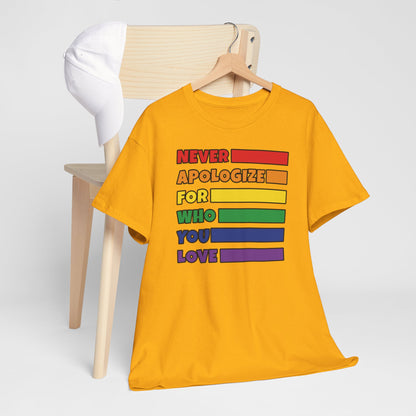 Gay Pride T-shirt - Never Apologize For Who You Love - Oversized #16