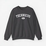 Donkergrijze trui met ronde hals en print “TECHNICUS” met “NL” op borst