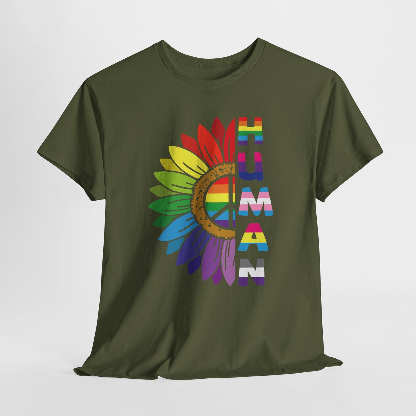 Gay Pride T-shirt - Regenboog Human (witte tekst) - Oversized #4