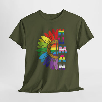 Gay Pride T-shirt - Regenboog Human (witte tekst) - Oversized #4