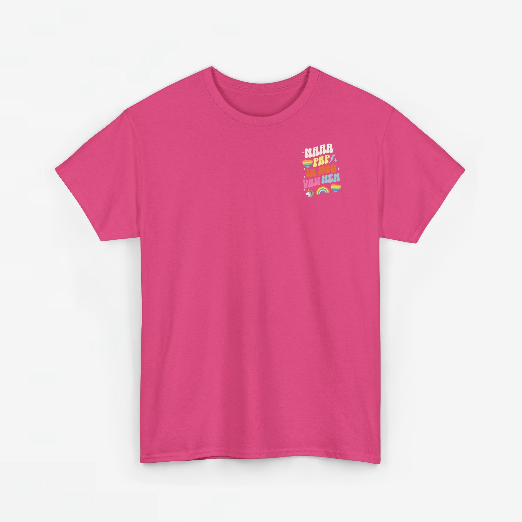 Gay Pride T-shirt -  Maar Pap, Ik Hou Van Hem Eenhoorn - Back Print  - Oversized Tee