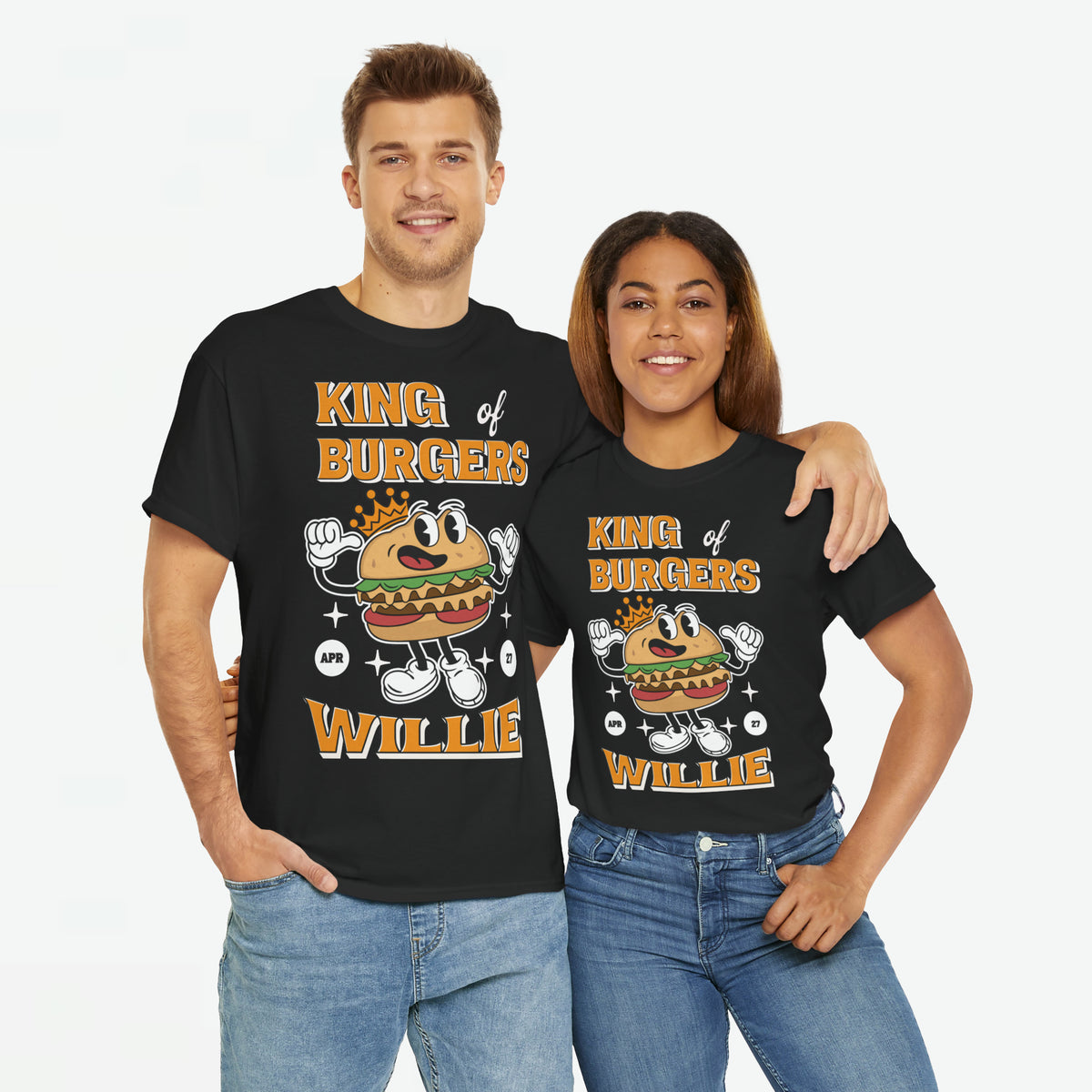 Zwarte oversized T-shirt met retro Willie print op borst
