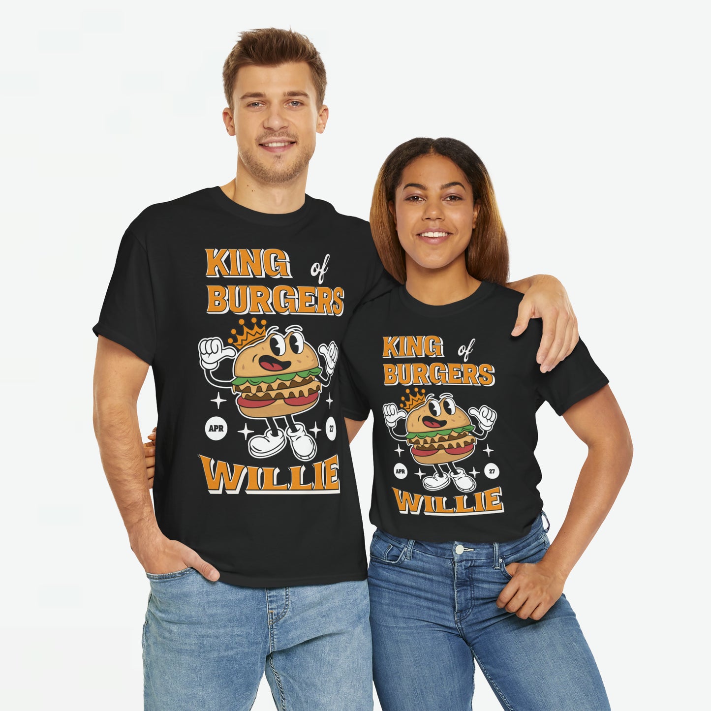 King of Burgers Willie | Front Print | Koningsdag T-shirt | Retro | Oversized