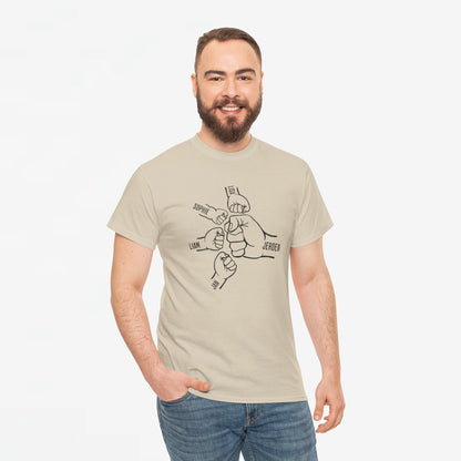 Gepersonaliseerde Vaderdag Papa Cadeau - T-shirt - Fist Bump Papa met namen