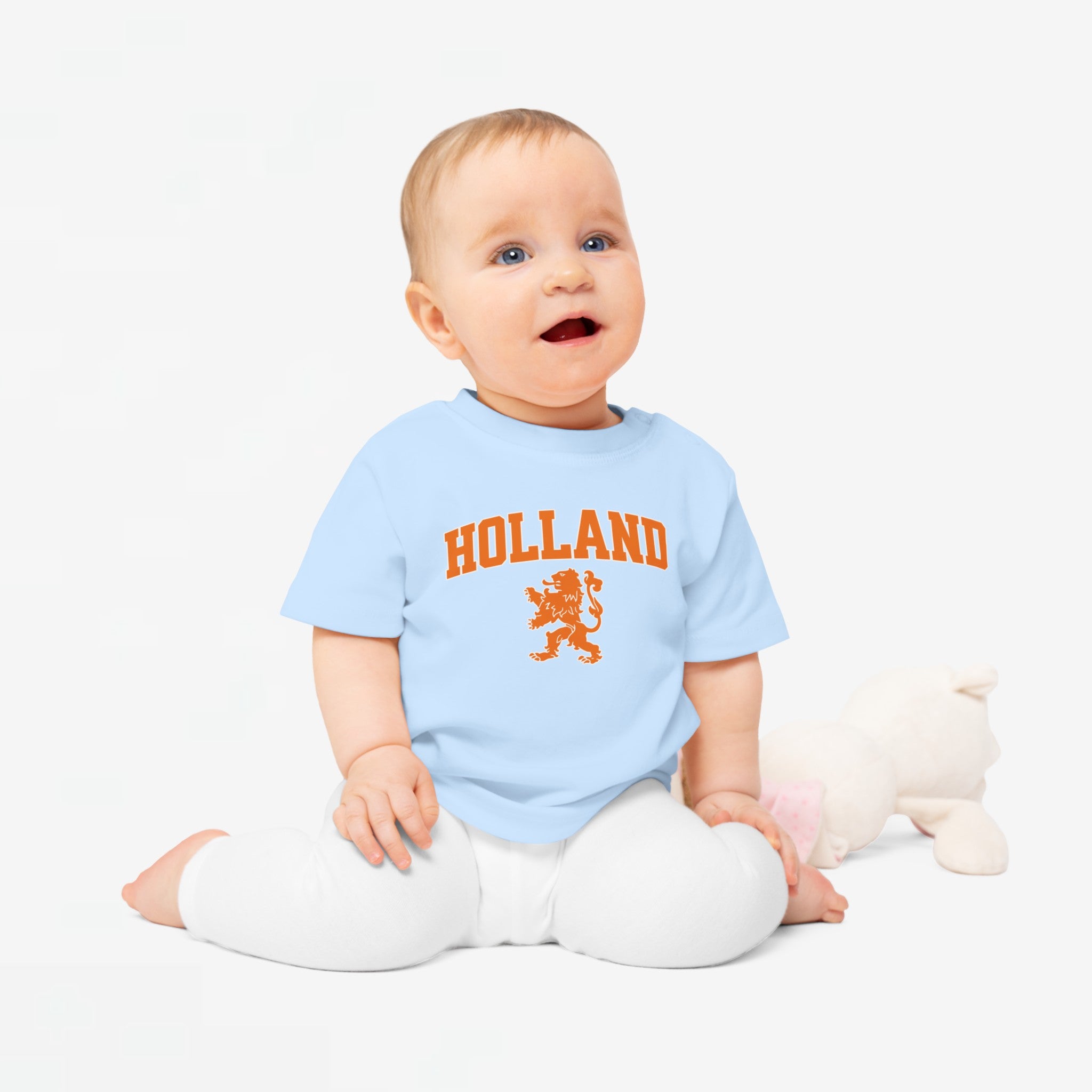 Baby T-shirt voor EK, WK en Koningsdag - HOLLAND met Leeuw