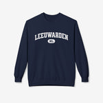 Donkere navy varsity trui met borstprint 'LEEUWARDEN NL'