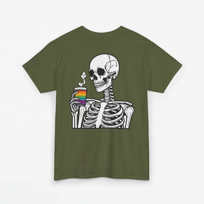 Gay Pride T-shirt - Skelet Regenboog Koffie - Oversized #73
