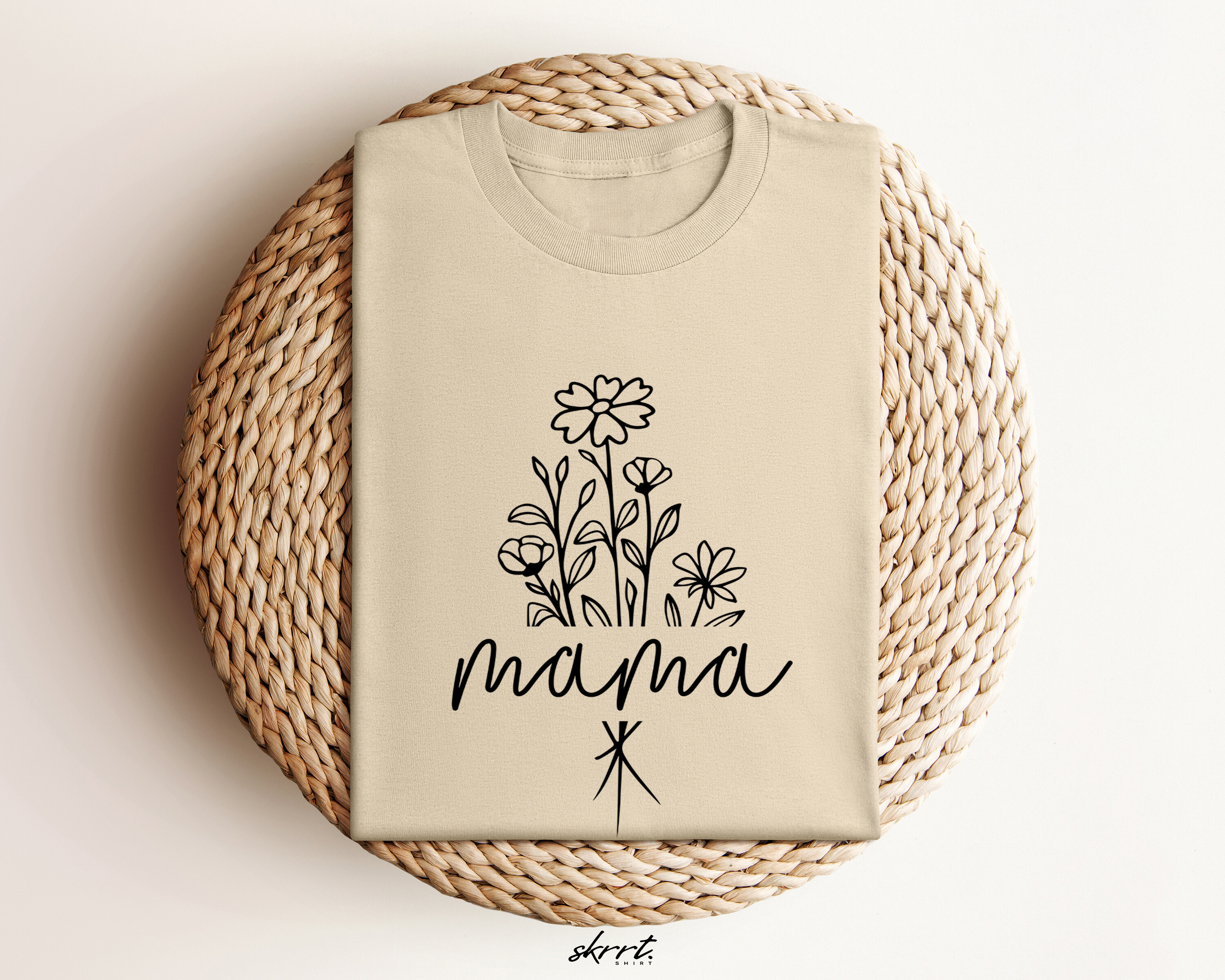 Moederdag Mama Cadeau - T-shirt - Line Art Bloem - Oversized - #23